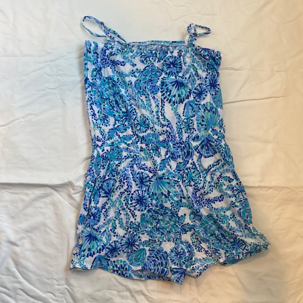 Lilly Pulitzer Blue & Aqua Floral Girls Romper - Picture 8 of 9